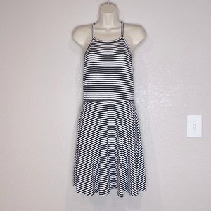 Midi black and white striped summer dress